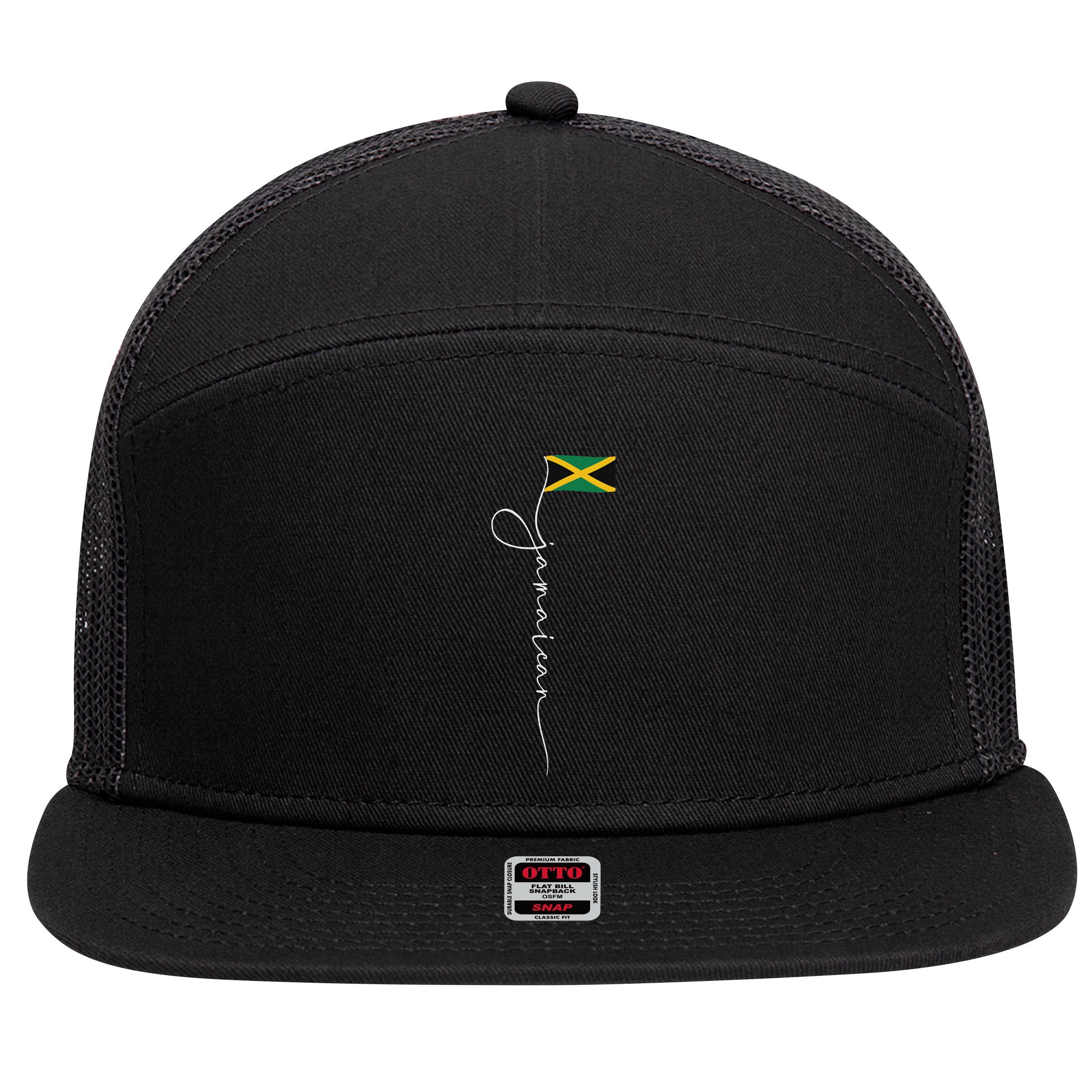 Jamaica Signature Jamaican Flag 7 Panel Mesh Trucker Snapback Hat