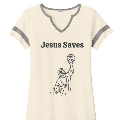 Jesus Saves Ladies Halftime Notch Neck Tee