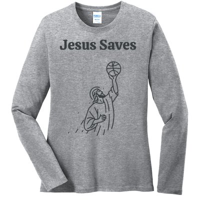 Jesus Saves Ladies Long Sleeve Shirt