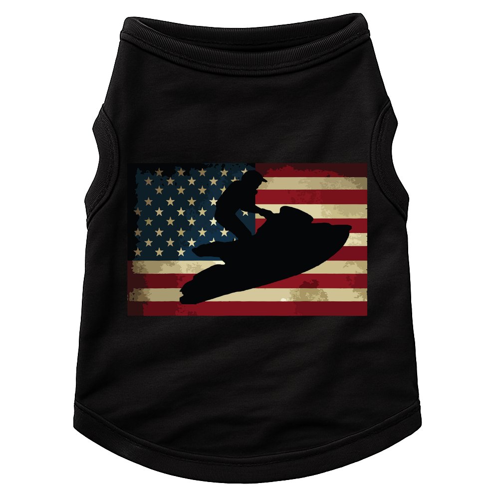 Jet Ski Jet Skier Tee Jet Skiing USA Flag Doggie Tank