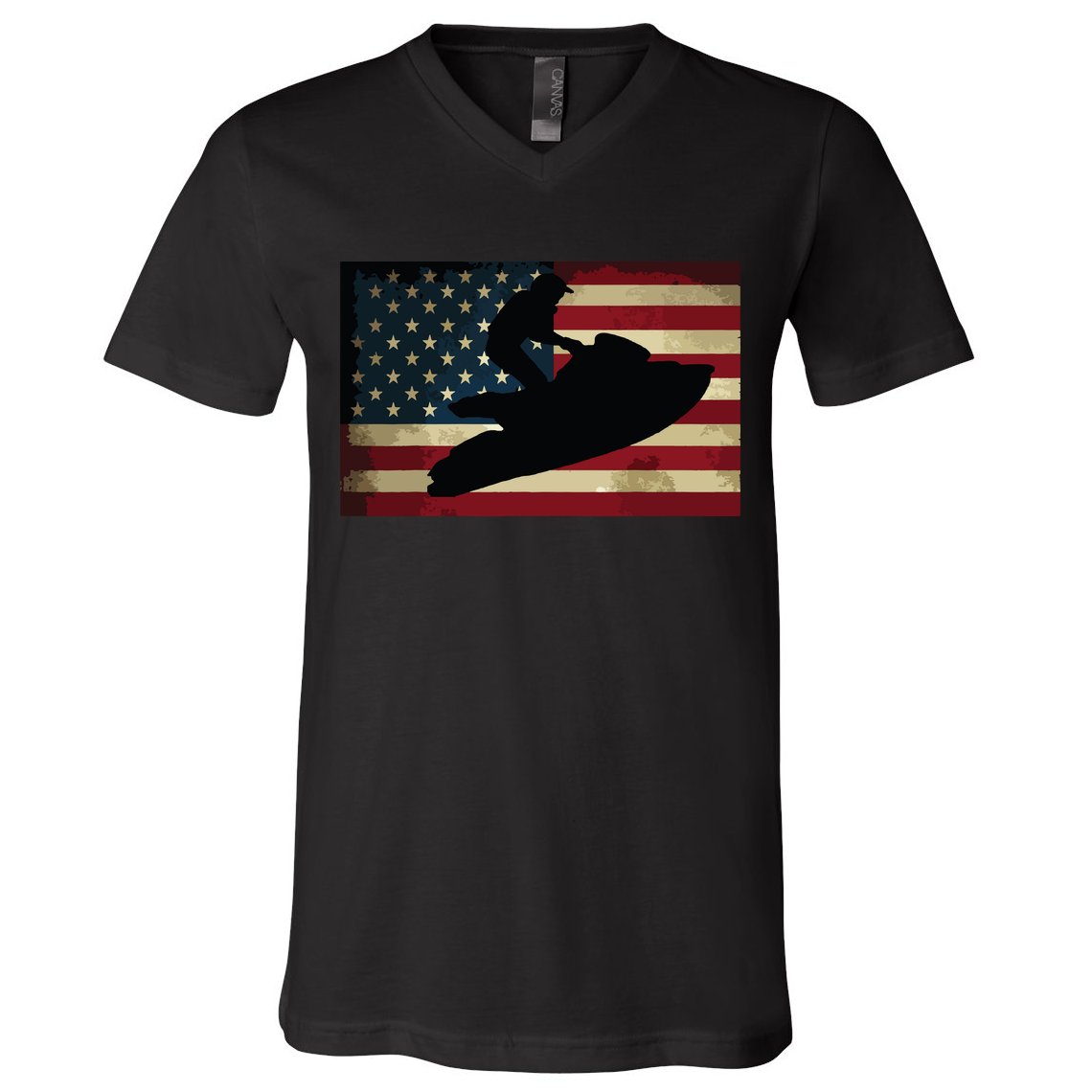 Jet Ski Jet Skier Tee Jet Skiing USA Flag V-Neck T-Shirt