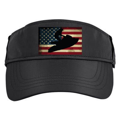 Jet Ski Jet Skier Tee Jet Skiing USA Flag Adult Drive Performance Visor