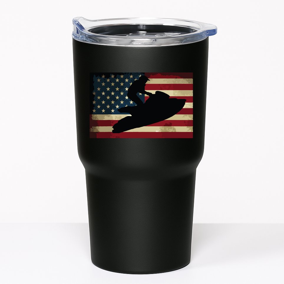 Jet Ski Jet Skier Tee Jet Skiing USA Flag Tumbler
