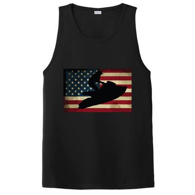 Jet Ski Jet Skier Tee Jet Skiing USA Flag PosiCharge Competitor Tank