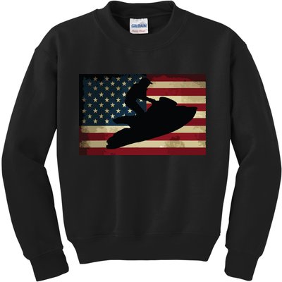 Jet Ski Jet Skier Tee Jet Skiing USA Flag Kids Sweatshirt