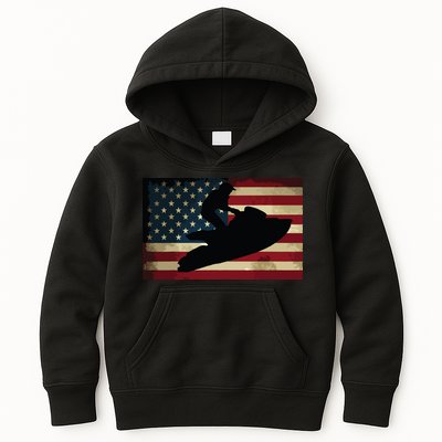Jet Ski Jet Skier Tee Jet Skiing USA Flag Kids Hoodie