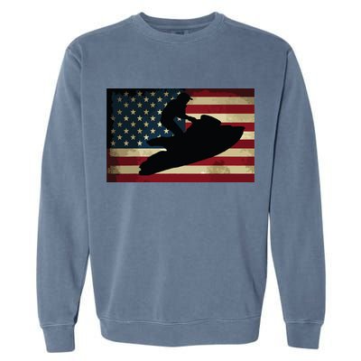 Jet Ski Jet Skier Tee Jet Skiing USA Flag Garment-Dyed Sweatshirt