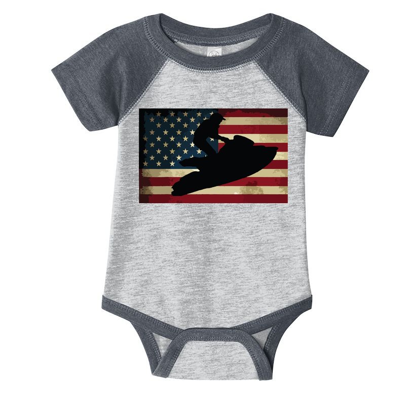 Jet Ski Jet Skier Tee Jet Skiing USA Flag Infant Baby Jersey Bodysuit