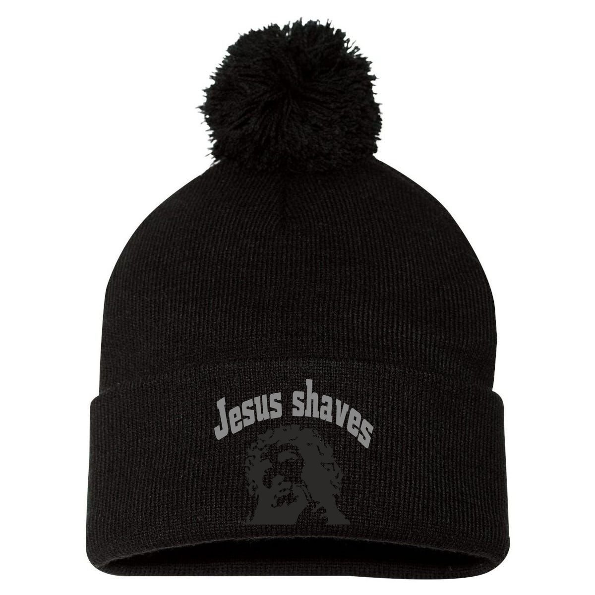 Jesus Shaves Pom Pom 12in Knit Beanie