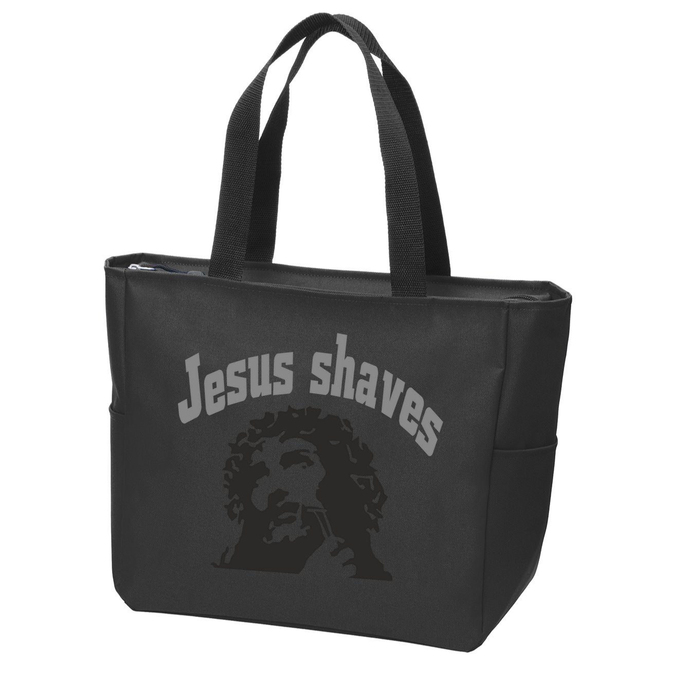 Jesus Shaves Zip Tote Bag