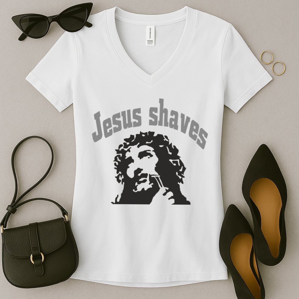 Jesus Shaves Women's V-Neck T-Shirt