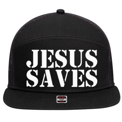 Jesus Saves 7 Panel Mesh Trucker Snapback Hat