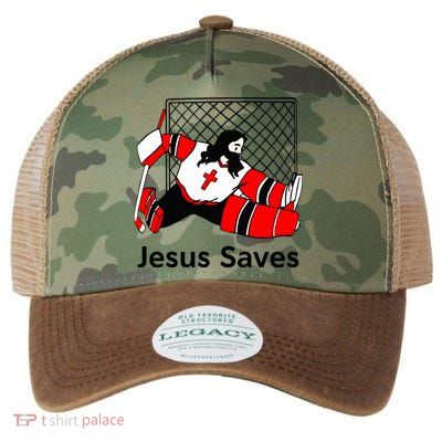 Jesus Saves Jesus Saved Hockey Funny Gift Legacy Tie Dye Trucker Hat