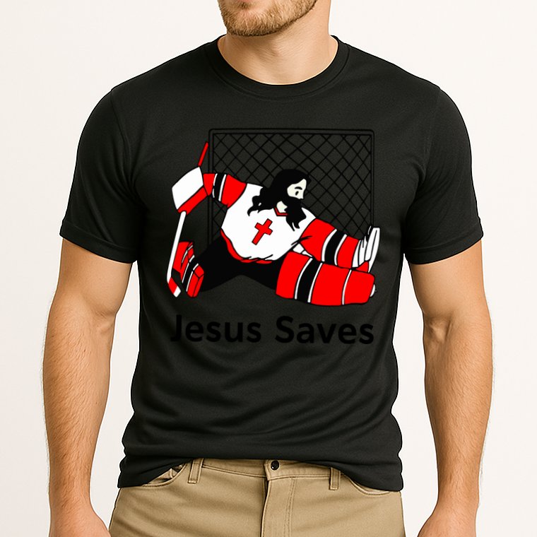 Jesus Saves Jesus Saved Hockey Funny Gift Cooling Performance Crew T-Shirt