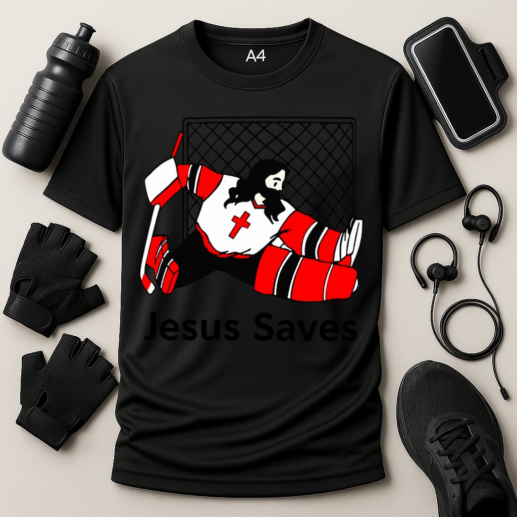 Jesus Saves Jesus Saved Hockey Funny Gift Cooling Performance Crew T-Shirt