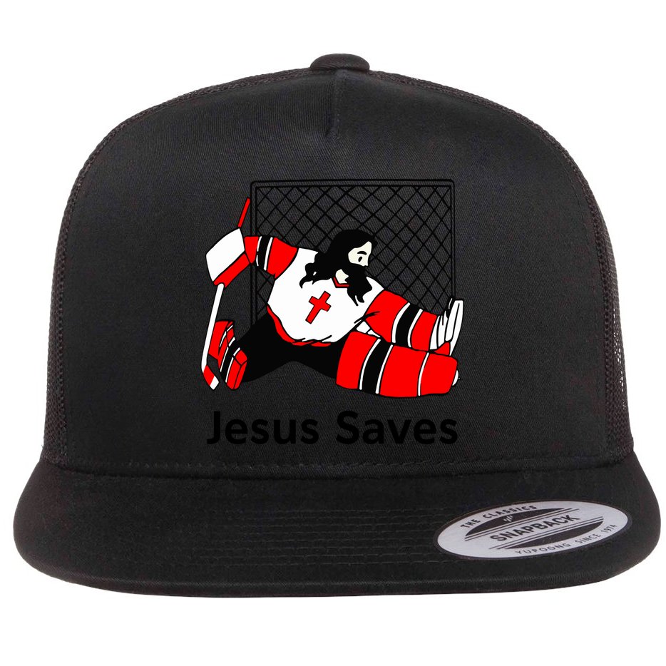Jesus Saves Jesus Saved Hockey Funny Gift Flat Bill Trucker Hat