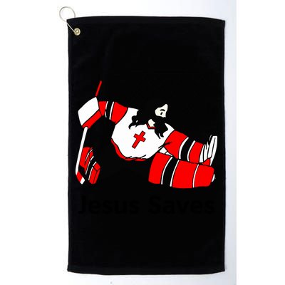 Jesus Saves Jesus Saved Hockey Funny Gift Golf Towel
