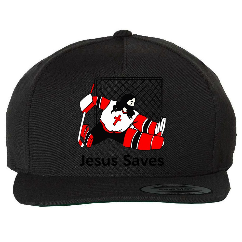 Jesus Saves Jesus Saved Hockey Funny Gift Wool Snapback Cap
