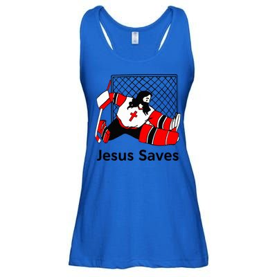 Jesus Saves Jesus Saved Hockey Funny Gift Ladies Essential Flowy Tank