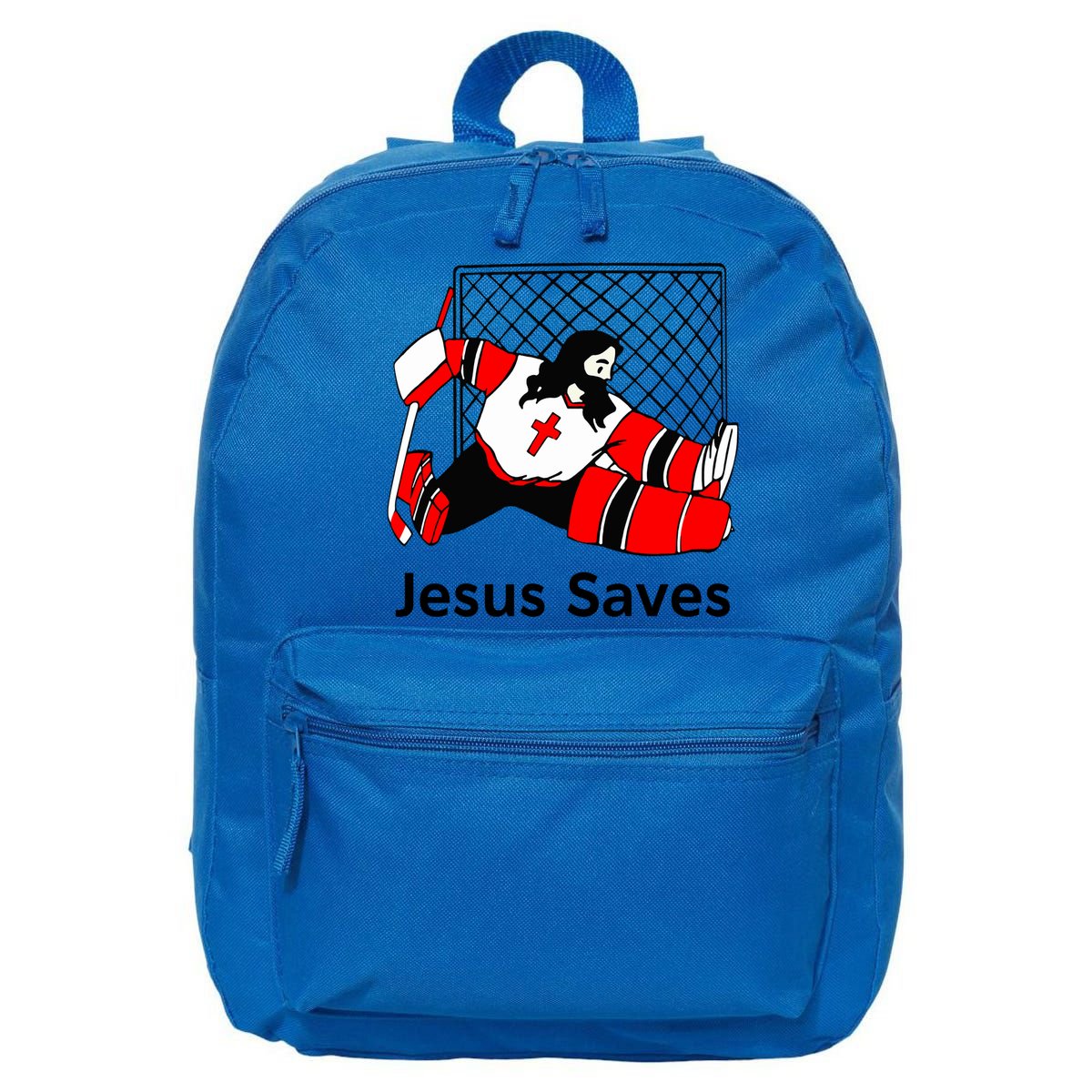 Jesus Saves Jesus Saved Hockey Funny Gift 16 in Basic Backpack