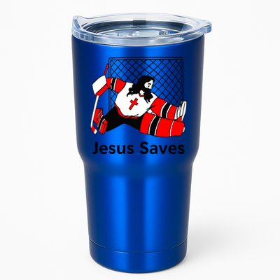 Jesus Saves Jesus Saved Hockey Funny Gift Tumbler