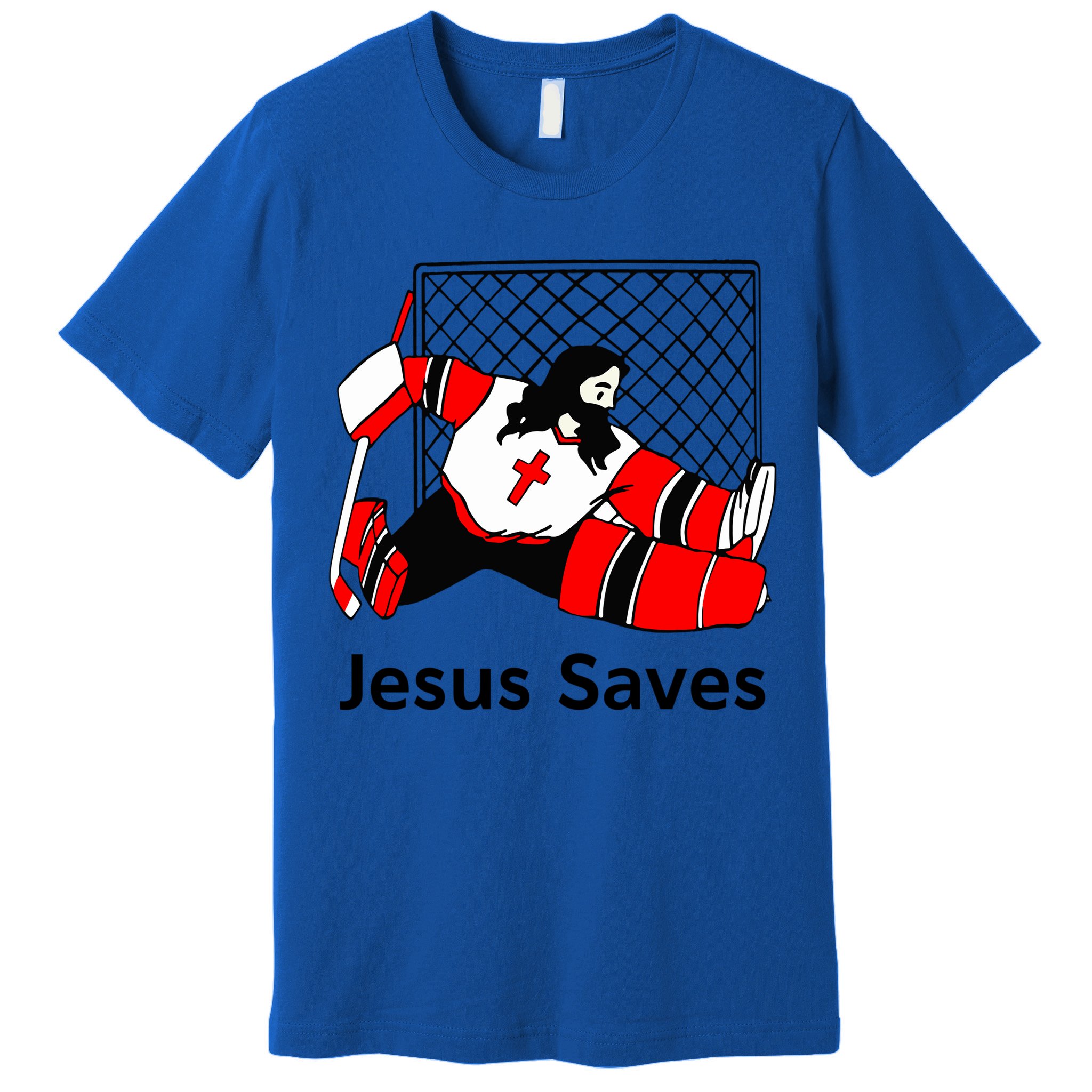 Jesus Saves Jesus Saved Hockey Funny Gift Premium T-Shirt