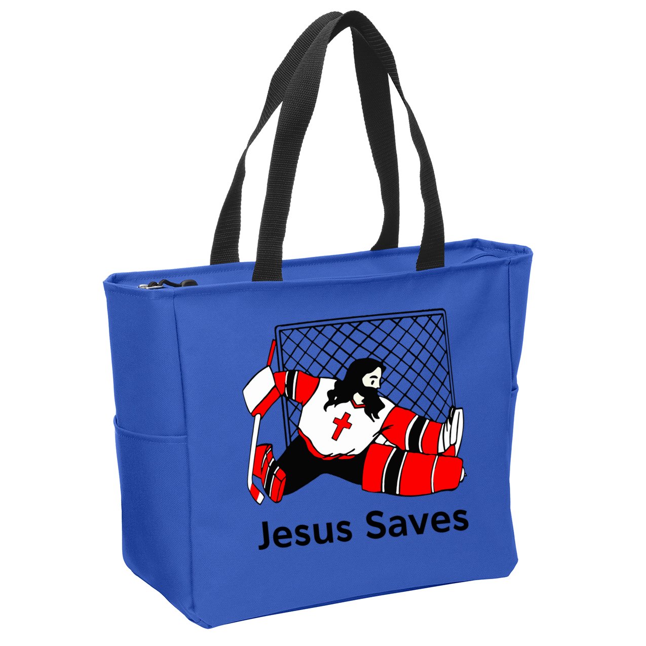 Jesus Saves Jesus Saved Hockey Funny Gift Zip Tote Bag