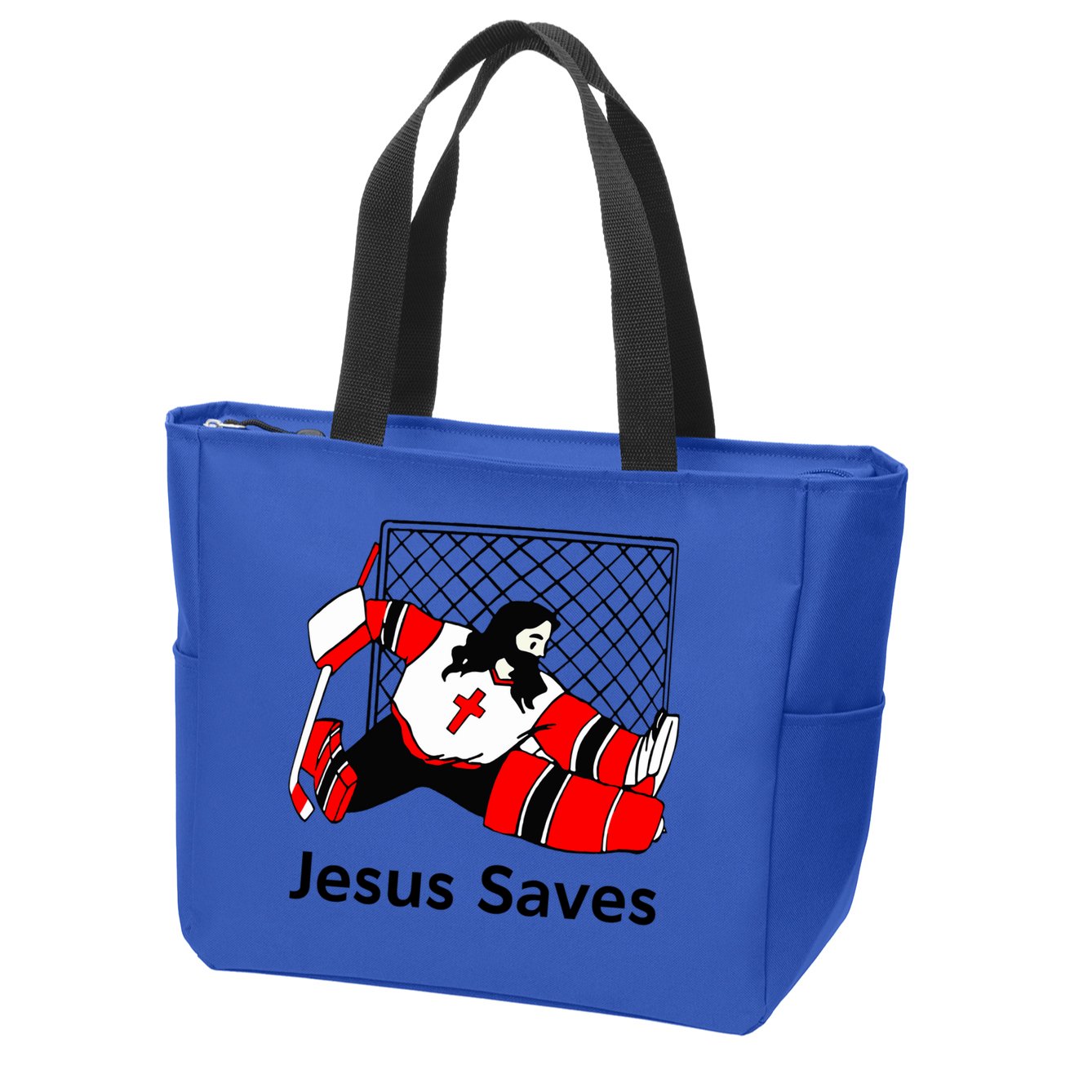 Jesus Saves Jesus Saved Hockey Funny Gift Zip Tote Bag