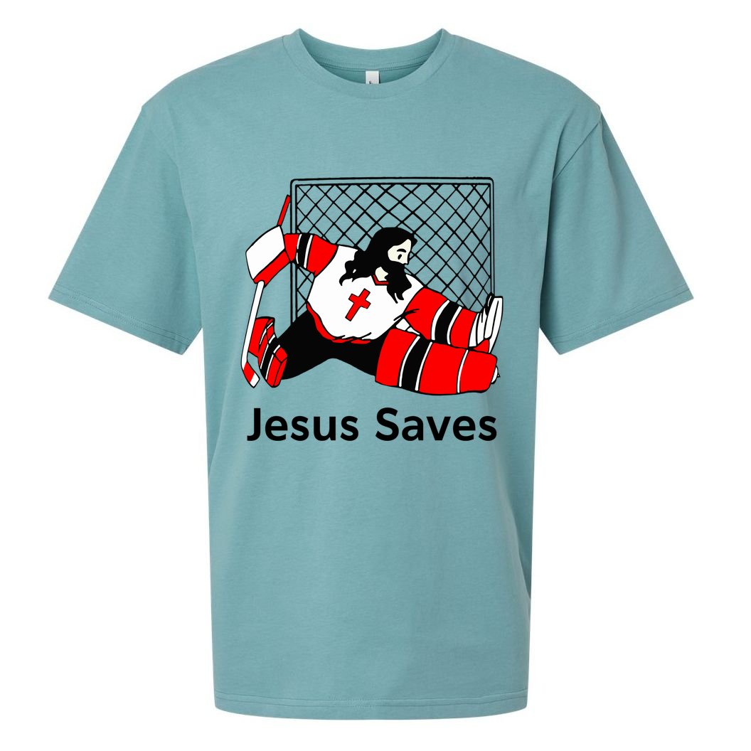 Jesus Saves Jesus Saved Hockey Funny Gift Sueded Cloud Jersey T-Shirt