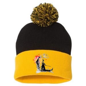 Japanese Samurai Pom Pom 12in Knit Beanie