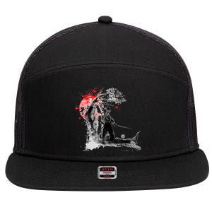 Japanese Samurai 7 Panel Mesh Trucker Snapback Hat