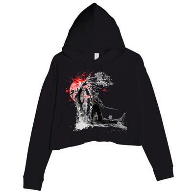 Japanese Samurai Crop Fleece Hoodie