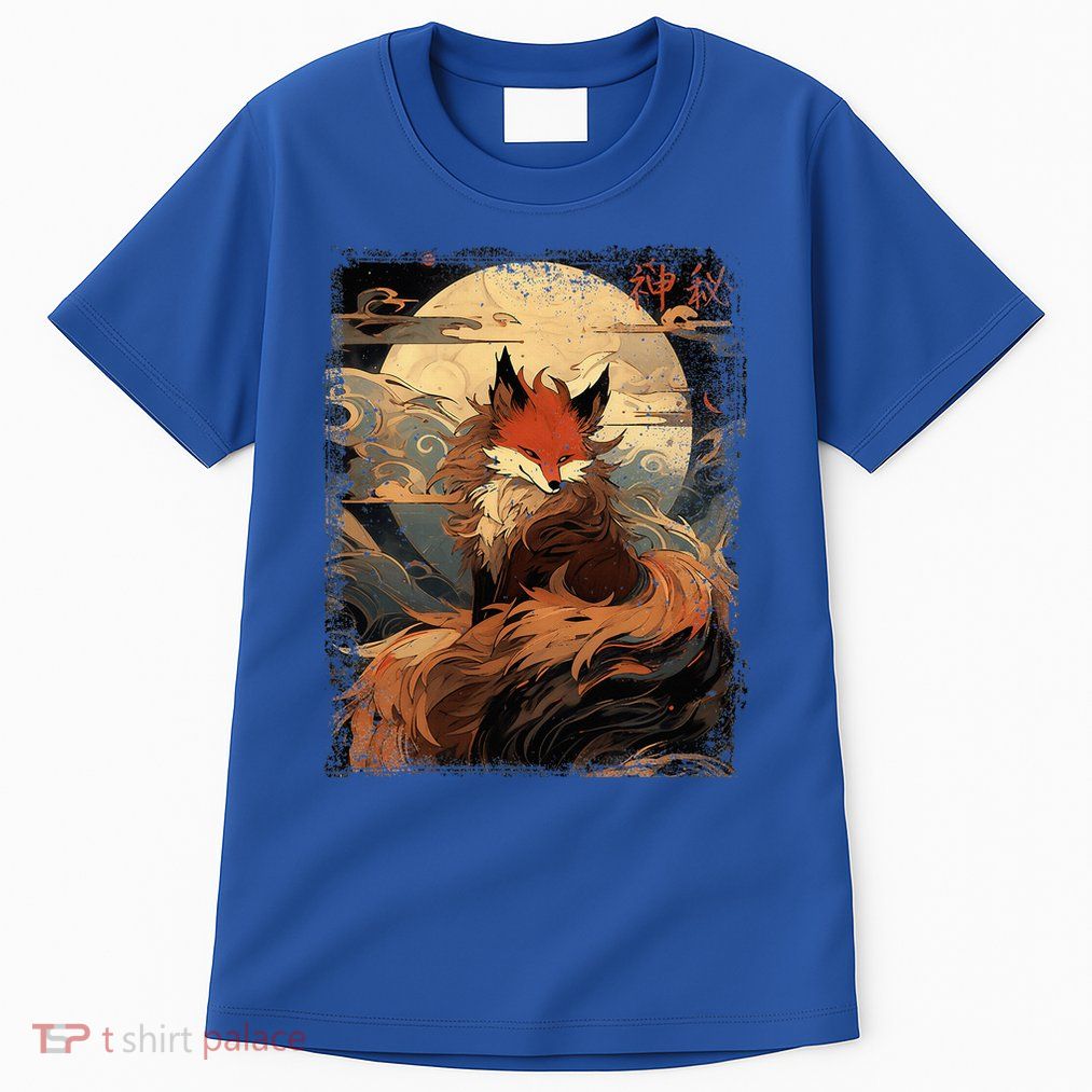 Japanese Scenery Kitsune Fox In The Moon Night Tall T-Shirt