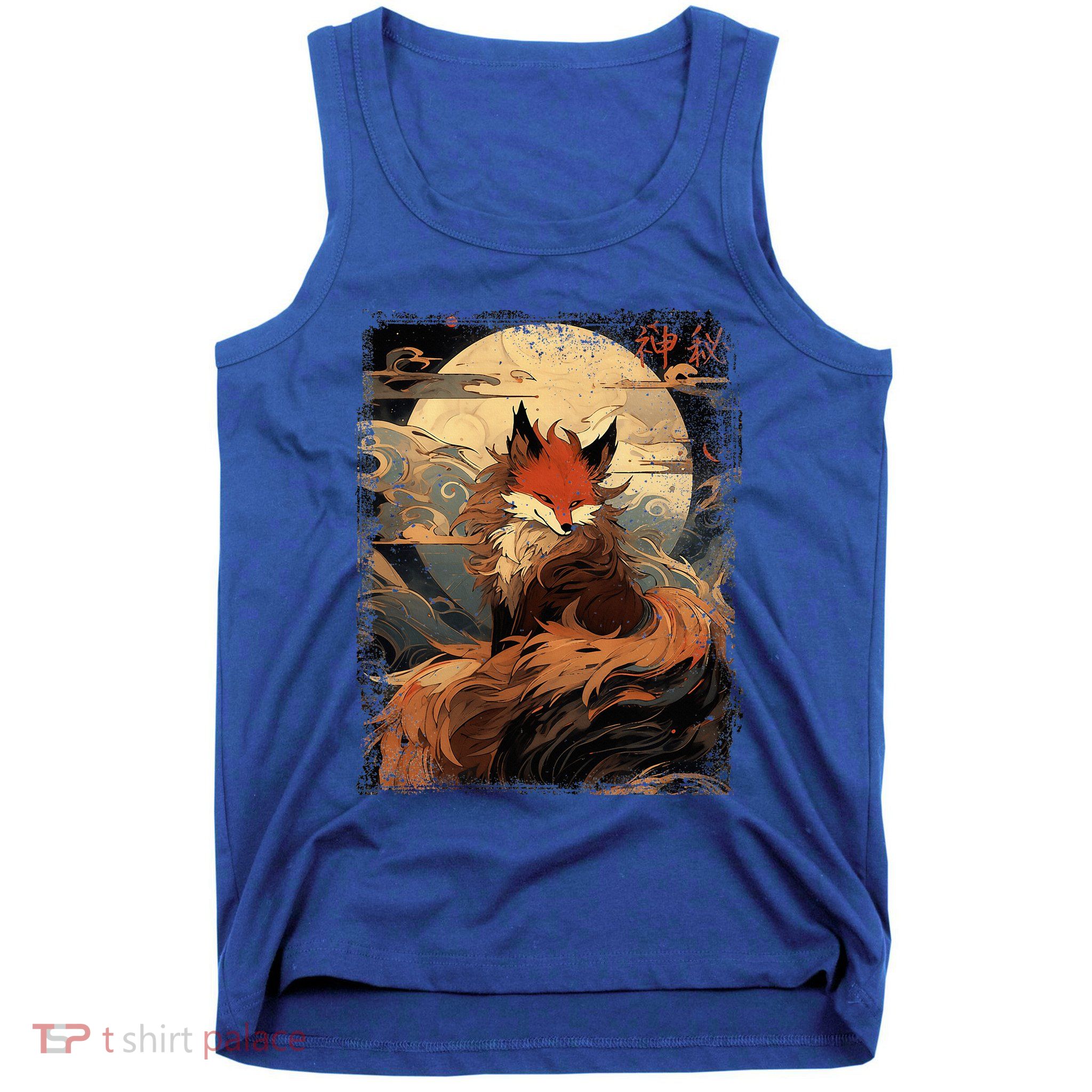 Japanese Scenery Kitsune Fox In The Moon Night Tank Top