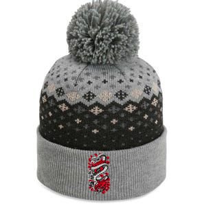 Japanese Snake Kanji Red Black White Animal Tattoo Art The Baniff Cuffed Pom Beanie