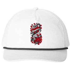 Japanese Snake Kanji Red Black White Animal Tattoo Art Snapback Five-Panel Rope Hat