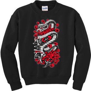 Japanese Snake Kanji Red Black White Animal Tattoo Art Kids Sweatshirt