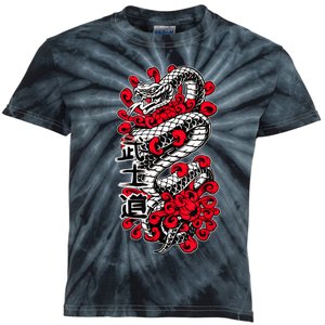 Japanese Snake Kanji Red Black White Animal Tattoo Art Kids Tie-Dye T-Shirt