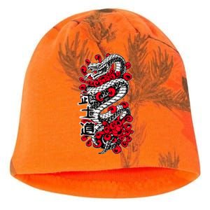 Japanese Snake Kanji Red Black White Animal Tattoo Art Kati - Camo Knit Beanie