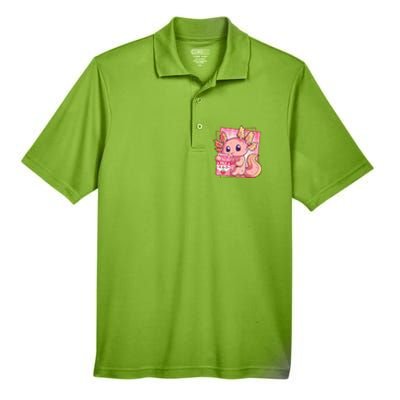 Japanese Style Kawaii Axolotl Strawberry Milk Anime Men's Origin Performance Piqué Polo