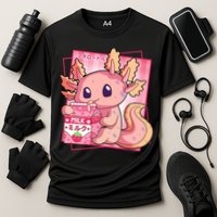 Japanese Style Kawaii Axolotl Strawberry Milk Anime Cooling Performance Crew T-Shirt