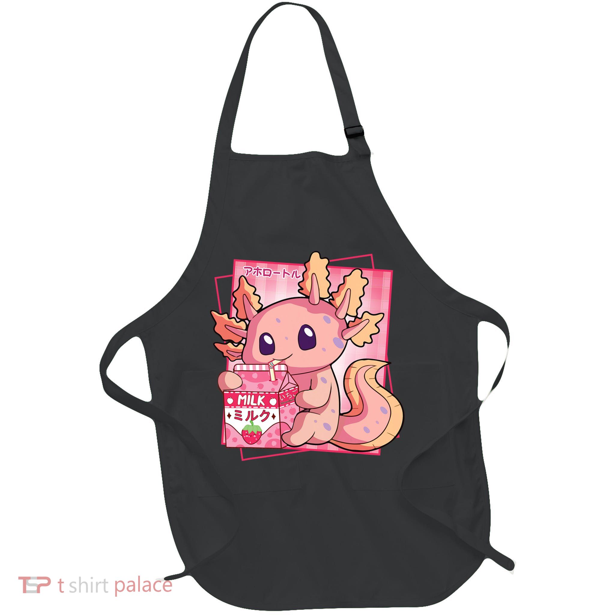 Japanese Style Kawaii Axolotl Strawberry Milk Anime Apron