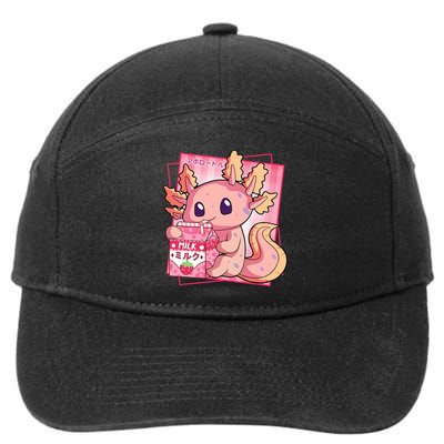 Japanese Style Kawaii Axolotl Strawberry Milk Anime 7-Panel Snapback Hat