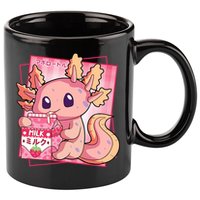 Japanese Style Kawaii Axolotl Strawberry Milk Anime 11oz C Handle Ceramic Mug