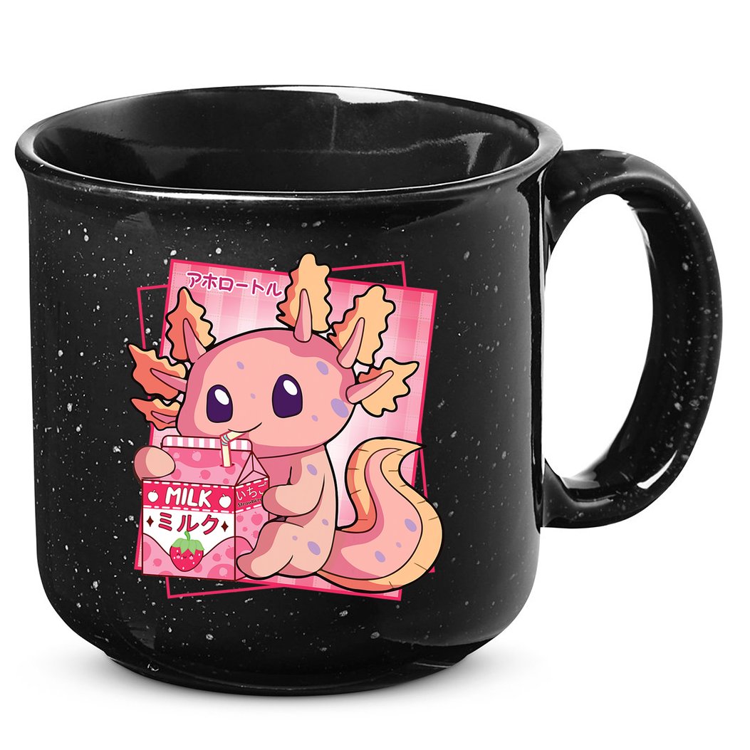Japanese Style Kawaii Axolotl Strawberry Milk Anime 15oz Campfire Ceramic Mug