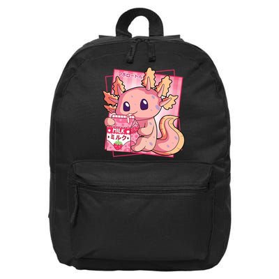 Japanese Style Kawaii Axolotl Strawberry Milk Anime 16 in Basic Backpack