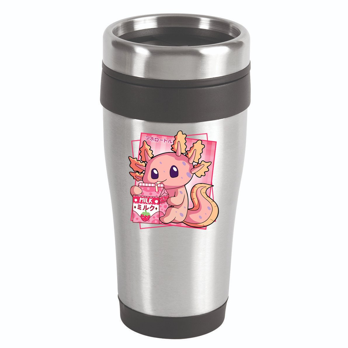Japanese Style Kawaii Axolotl Strawberry Milk Anime 16oz Travel Tumbler