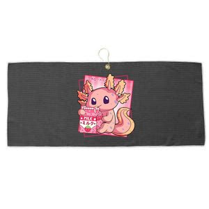 Japanese Style Kawaii Axolotl Strawberry Milk Anime Large Microfiber Waffle Golf Towel