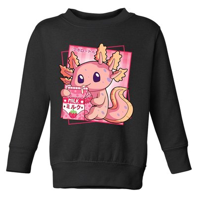 Japanese Style Kawaii Axolotl Strawberry Milk Anime Toddler Sweatshirt