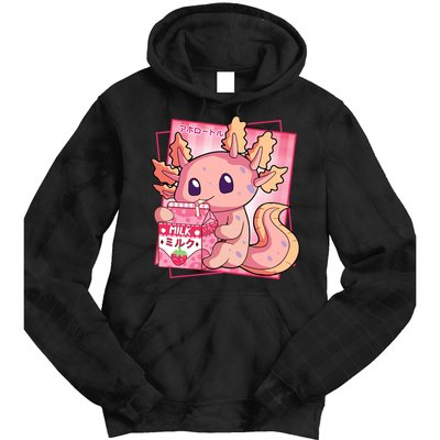 Japanese Style Kawaii Axolotl Strawberry Milk Anime Tie Dye Hoodie